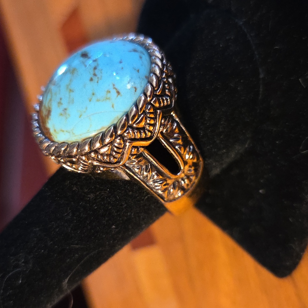 Big Bold BarseTurquoise and Bronze Women's or Mens Ring Size 9.5 - Picture 2 of 10
